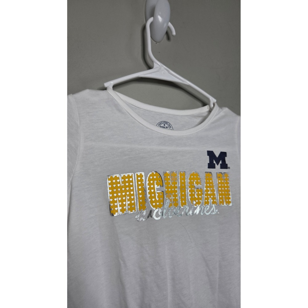 Rivalry Threads Michigan Wolverines NCAA Long Sleeve Shirt Kids XS 4/5 White New